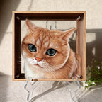 Custom 3D 6-Layer Pet Portrait Glass Frame Set, Realistic Fluffy Fur Dog & Cat Painting, Personalized Pet Memorial Gift, Metal Frame Animal Art Decor
