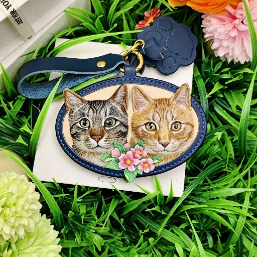 Custom Dual-Pet Engraving | Highly detailed portraits capturing fur & facial features | Premium full-grain leather, durable & built to last