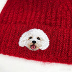 Colorful Knit Beanie: Upload Your Cat or Dog Photo for Custom Embroidery, Thick & Soft Ribbed Winter Hat, Versatile Outdoor Cold-Weather Essential