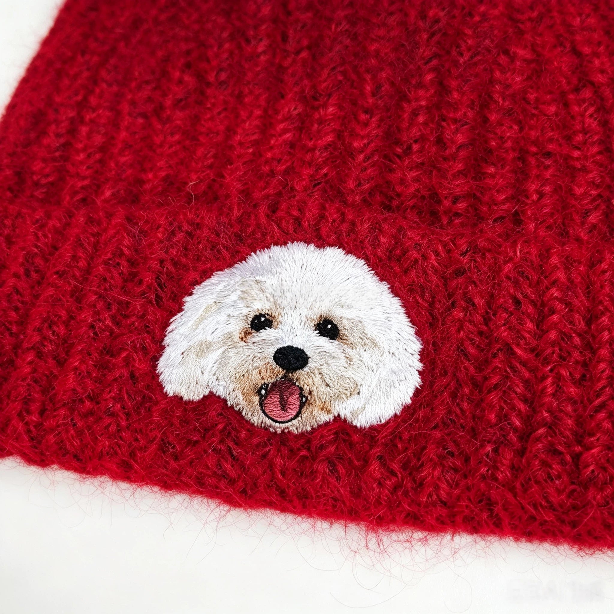Colorful Knit Beanie: Upload Your Cat or Dog Photo for Custom Embroidery, Thick & Soft Ribbed Winter Hat, Versatile Outdoor Cold-Weather Essential