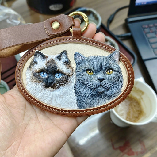 Custom Dual-Pet Engraving | Highly detailed portraits capturing fur & facial features | Premium full-grain leather, durable & built to last