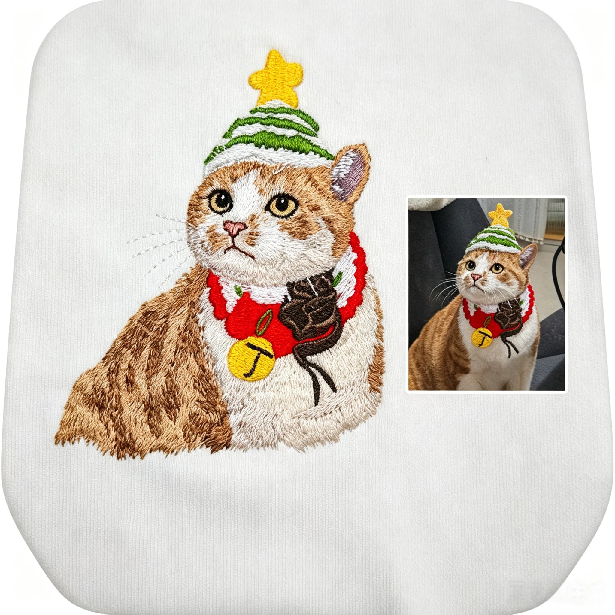 Fleece-Lined Crewneck Sweatshirt: Custom Pet Portrait & Personalized Text / Year, Pet Memorial Casual Pullover