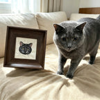 Personalized Hand Stitched Pet Embroidery Frame Custom Any Pet Portrait Walnut Wood Framed Sentimental Gift for All Pet Owners