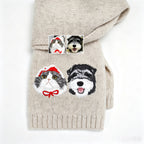 Custom Pet Portrait Embroidery Knitted Wool Scarf, Personalized Cat Dog Photo Custom Winter Scarf, Sentimental Pet Lover Memorial Gift