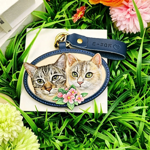 Custom Dual-Pet Engraving | Highly detailed portraits capturing fur & facial features | Premium full-grain leather, durable & built to last