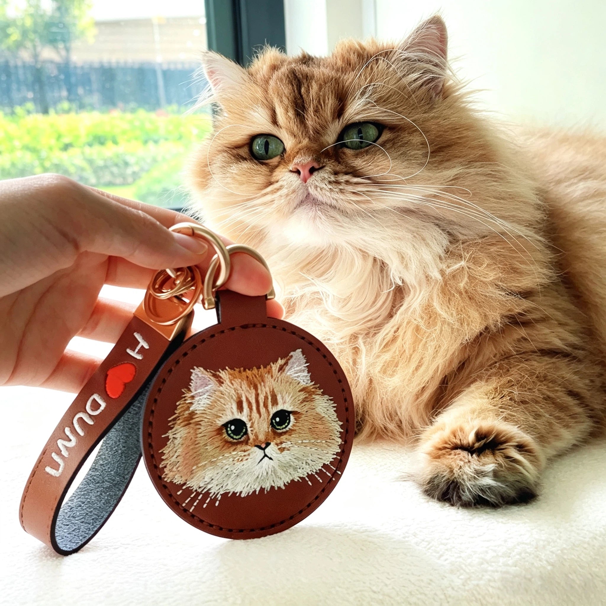 Custom pet felt & leather keychains – simply upload a photo of your furry friend to create a one-of-a-kind keepsake. The most heartfelt personalized gift for any pet parent!