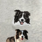 Classic Crewneck Sweatshirt: Custom Pet Portrait Embroidery, Personalized Cat/Dog Photo & Name, Casual Top for Pet Parents