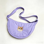 Custom Pet Embroidery Crescent Crossbody Bag, Handmade Portrait Soft Saddle Bag, Name Engraved Casual Shoulder Bag, Exclusive for Pet Lovers
