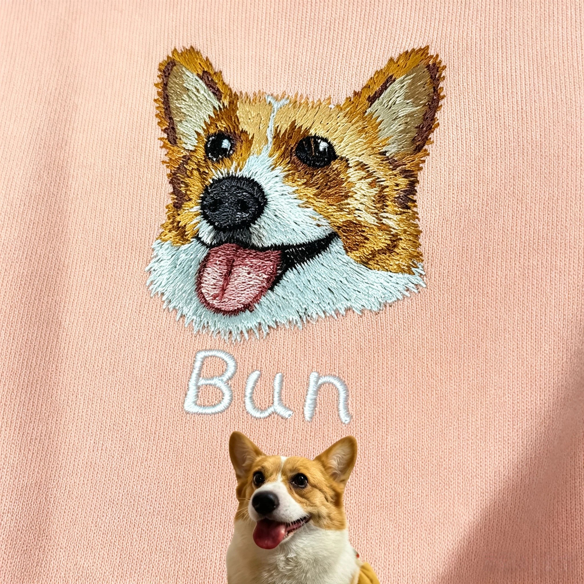 Fleece-Lined Crewneck Sweatshirt: Custom Pet Portrait & Personalized Text / Year, Pet Memorial Casual Pullover