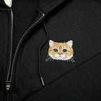 Zip-Up Hoodie: Hand-stitched pet portraits. Fully customized from your pet's real photos. The delicate stitching perfectly captures your furry friend's unique gaze, fur texture, and facial features—wear your cherished memories.