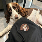 Women's Fitted T-Shirt: Cute Little Dog Chest Embroidery. Custom Pet Photo Pure Cotton Tee – The Perfect Holiday Gift!