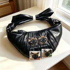 Custom Pet Portrait Embroidered Croissant Bag, One-of-a-Kind Genuine Leather Shoulder Bag with Your Pet’s Portrait, A Heartfelt Exclusive Gift for Pet Lovers & Fur Parents