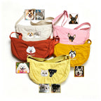 Custom Pet Embroidery Crescent Crossbody Bag, Handmade Portrait Soft Saddle Bag, Name Engraved Casual Shoulder Bag, Exclusive for Pet Lovers
