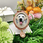 Scalloped Hand-Carved Leather, custom pet portrait keychain, personalized leather key fob, pet keepsake pendant