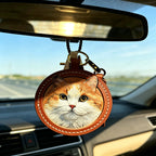 Purely Hand-Carved Leather Pet Round Charm, One-of-a-Kind Custom Keepsake