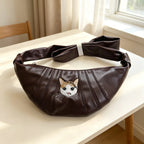 Custom Pet Portrait Embroidered Croissant Bag, One-of-a-Kind Genuine Leather Shoulder Bag with Your Pet’s Portrait, A Heartfelt Exclusive Gift for Pet Lovers & Fur Parents