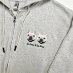 Zip-Up Hoodie: Hand-stitched pet portraits. Fully customized from your pet's real photos. The delicate stitching perfectly captures your furry friend's unique gaze, fur texture, and facial features—wear your cherished memories.