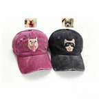 Distressed Ripped Baseball Cap: Hand-Sewn Pet Portrait, Soft Washed Cotton Unisex Dad Hat, Pet Memorial Everyday Cap