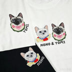 Women's Fitted T-Shirt: Cute Little Dog Chest Embroidery. Custom Pet Photo Pure Cotton Tee – The Perfect Holiday Gift!