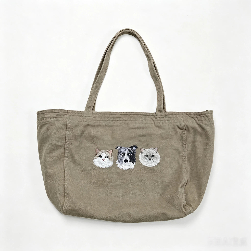 Casual shopping bag：Custom Pet Photo Embroidery, Versatile Multi-Color Women's Handbag, Large Capacity Everyday Shopping Shoulder Bag