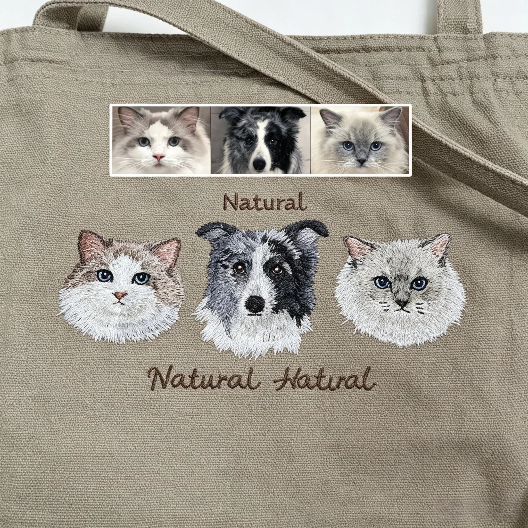 Casual shopping bag：Custom Pet Photo Embroidery, Versatile Multi-Color Women's Handbag, Large Capacity Everyday Shopping Shoulder Bag