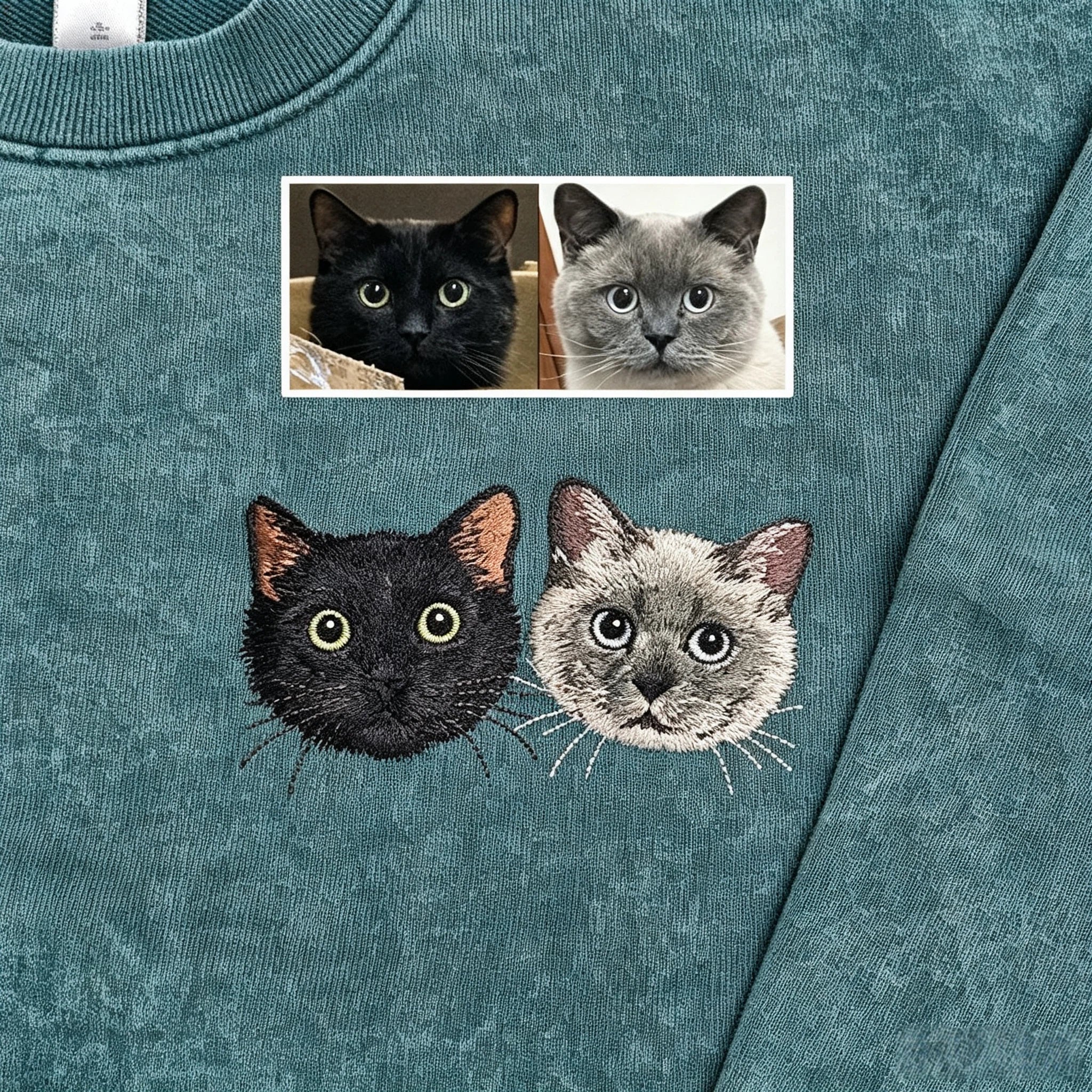 Vintage Washed T-Shirt: Upload your own cat or dog photo and add a custom name. A versatile everyday piece that lets you wear your two fur babies with you throughout the entire summer!