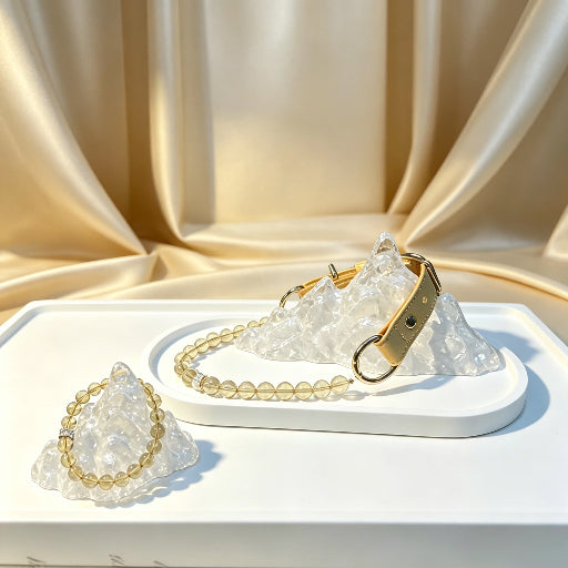 Golden Citrine Pet Crystal Collar Matching Owner Bracelet Natural Wealth Crystal Pet Necklace