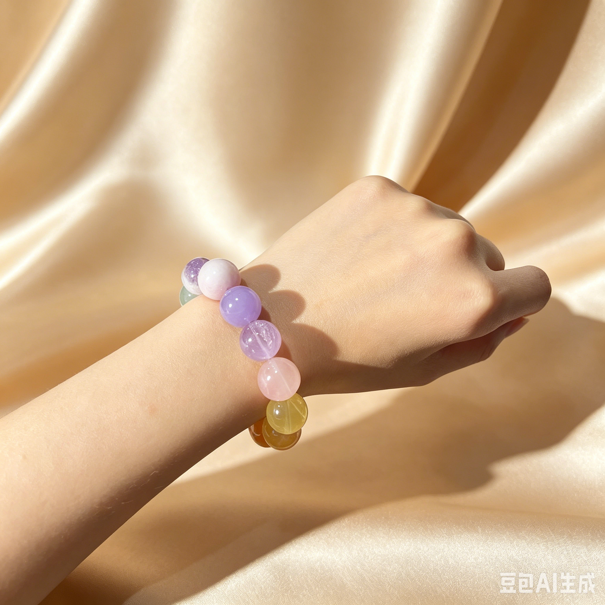 Pastel Rainbow Candy Crystal Matching Set | Human Bracelet & Pet Collar | Calming Energy Healing Gemstones