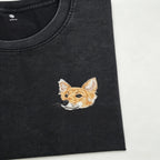 Drop shoulder T-shirt：Heartfelt Pure Cotton Short-Sleeve T-Shirt with Custom Pet Embroidery. Featuring exquisite, hand-stitched pet portraits, this is the perfect birthday or holiday gift for any pet lover.