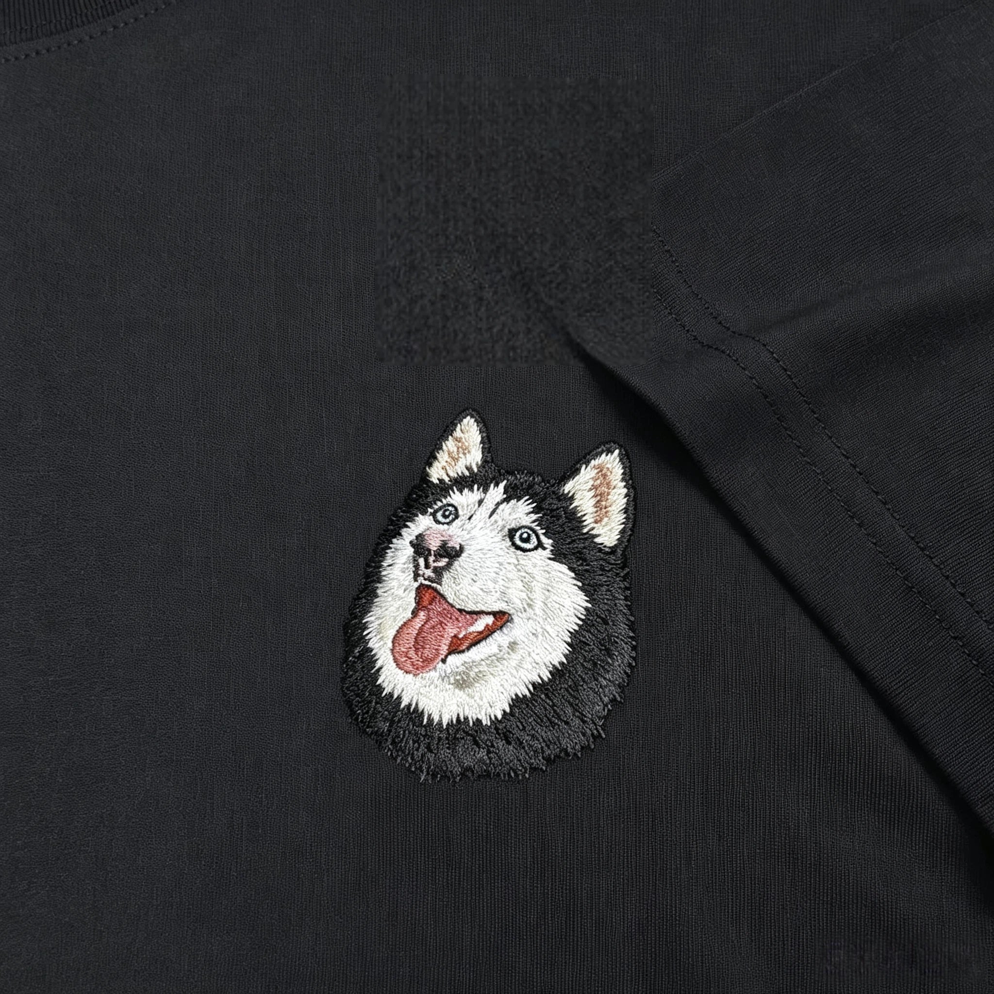 Classic Tee: Custom Pet Photo Embroidery Short Sleeve, Hand-Stitched Cat & Dog Portrait, 100% Cotton, Versatile Gift for Pet Lovers