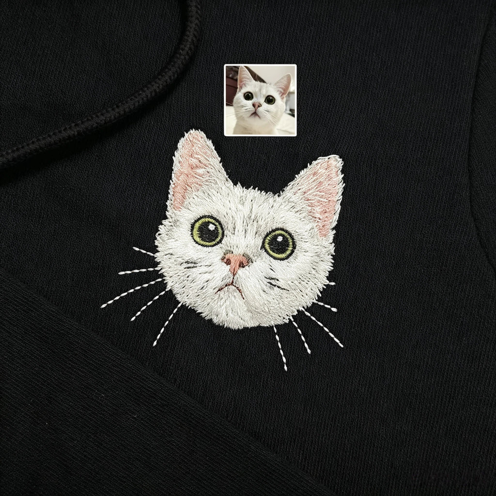 Fleece-Lined Crewneck Sweatshirt: Custom Pet Portrait & Personalized Text / Year, Pet Memorial Casual Pullover