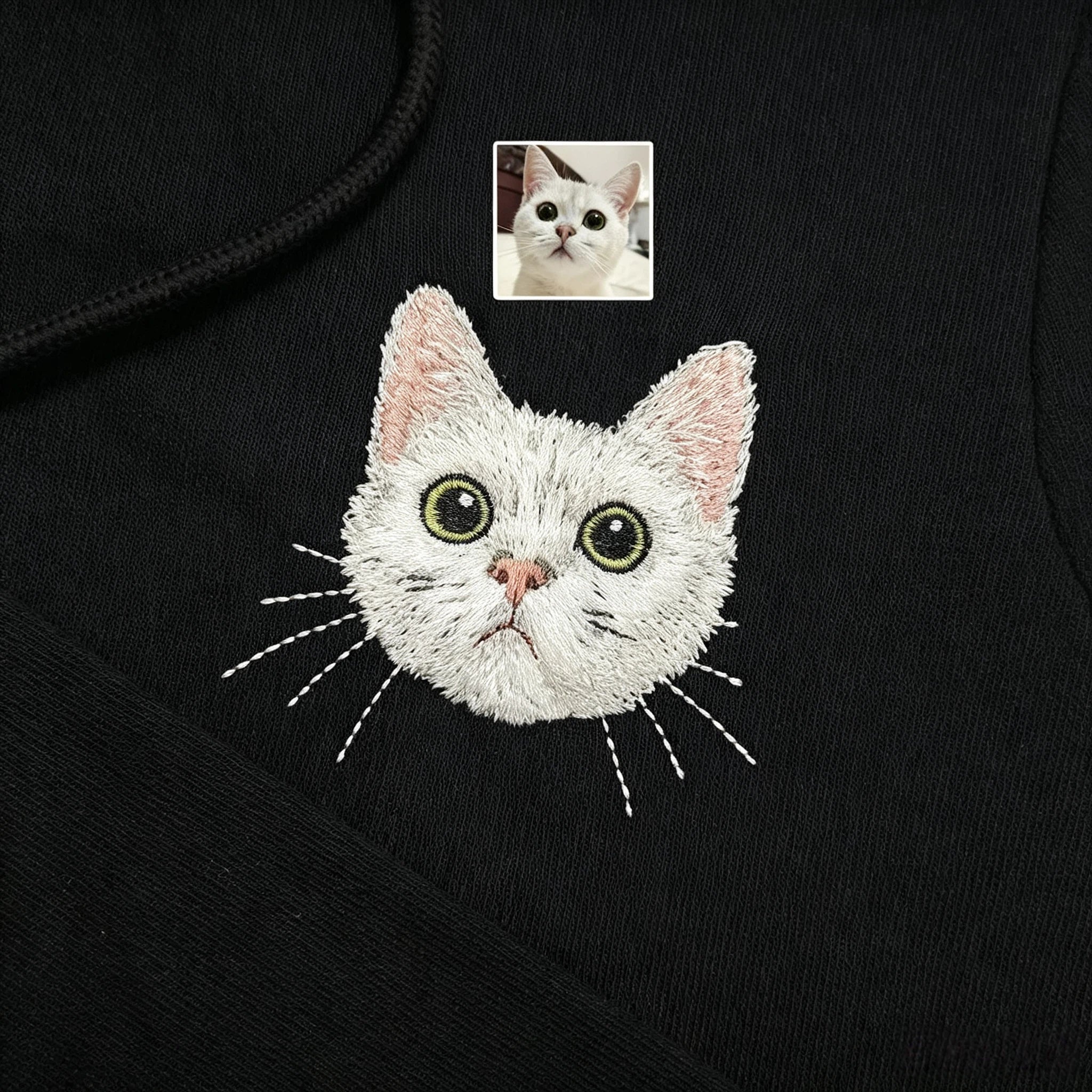 Fleece-Lined Crewneck Sweatshirt: Custom Pet Portrait & Personalized Text / Year, Pet Memorial Casual Pullover