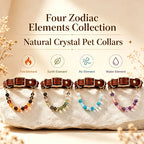 12 Zodiac Natural Crystal Pet Collar, Fire/Earth/Air/Water Element Healing Gemstone Leather Dog & Cat Collar, Aesthetic Crystal Beaded Neck Ring for Small to Medium Pets