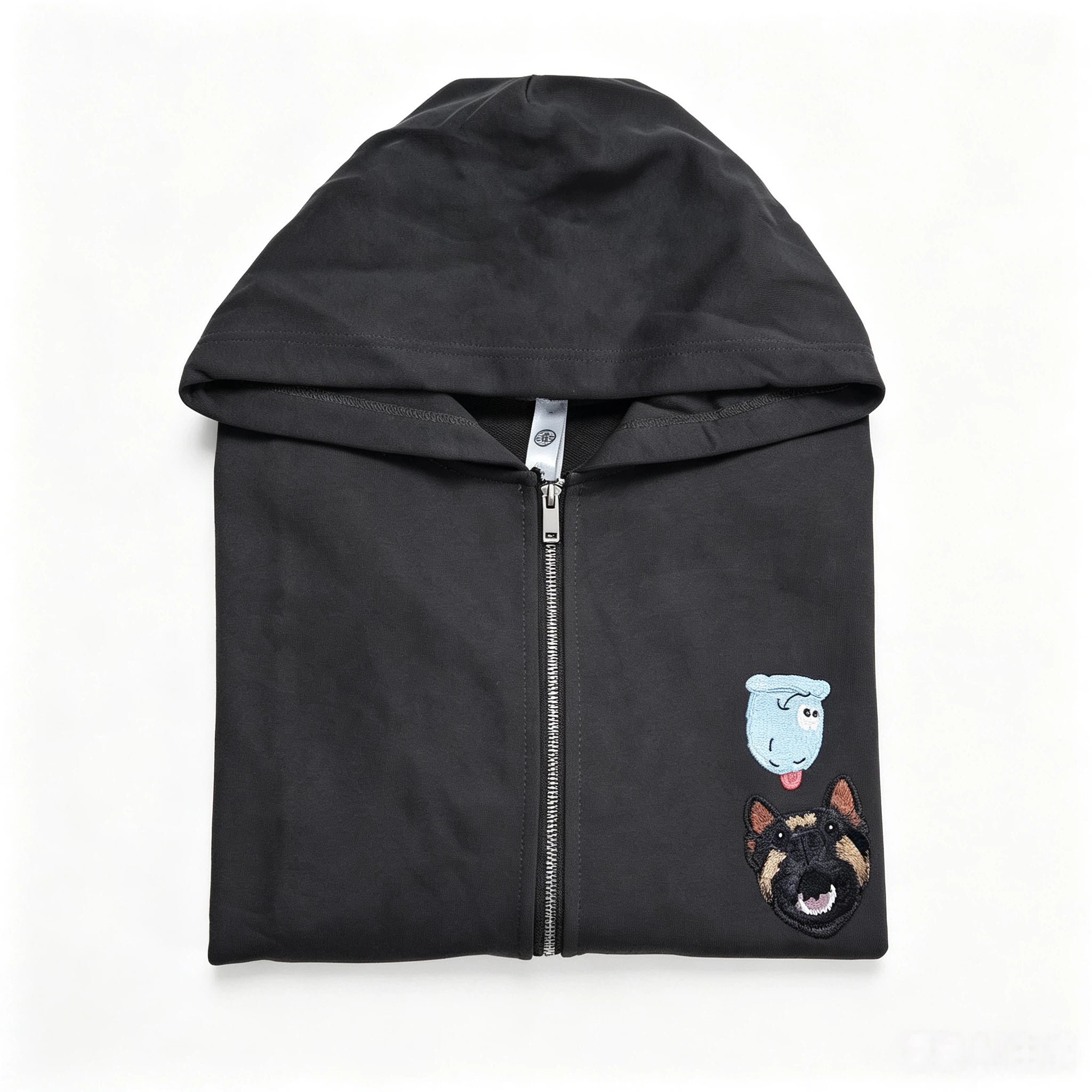 Zip-Up Hoodie: Hand-stitched pet portraits. Fully customized from your pet's real photos. The delicate stitching perfectly captures your furry friend's unique gaze, fur texture, and facial features—wear your cherished memories.
